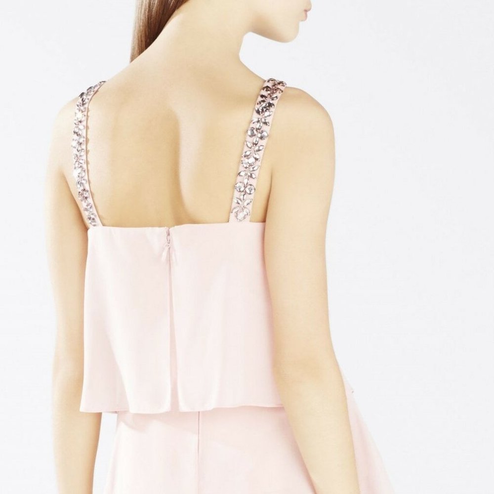 BCBGMAXAZRIA - Light Shell Carlotta Ruffle Halter Dress - Picture 7 of 8